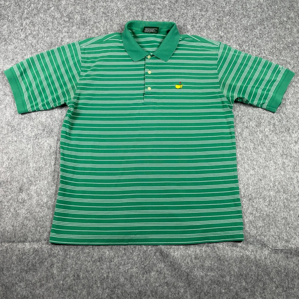 Masters Collection Polo Shirt Mens Large Green Striped Golf Short Sleeve Augusta